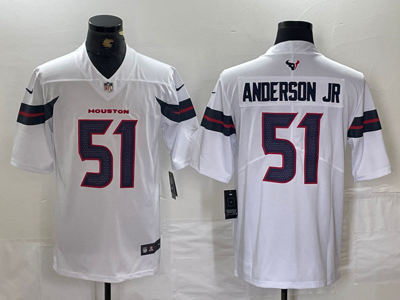 Men Houston Texans #51 Anderson jr White Second generations 2025 Nike Limited NFL Jersey style 1